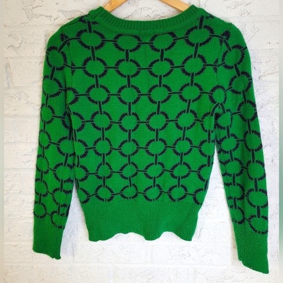 Rope Pattern Green & Navy Sweater - Picture 3 of 5
